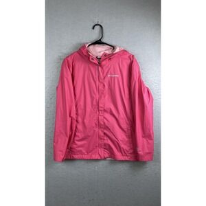 Columbia Jacket Girls XL 18/20 Pink Omni-Tech‎ Waterproof Breathable Hooded Rain